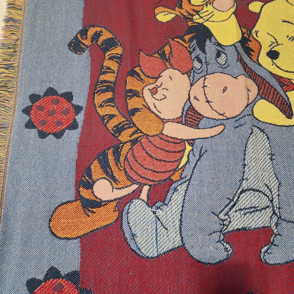 Vintage Disney Winnie The Pooh Tapestry Blanket 56x46 - Picture 5 of 8